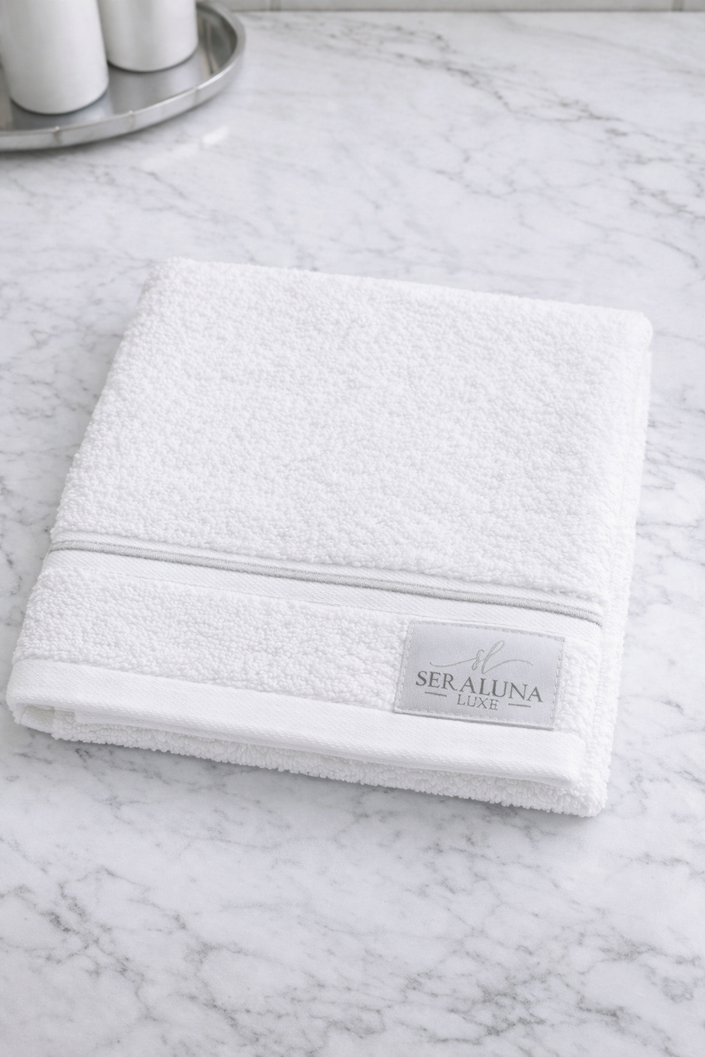Towel Collection – Crisp White with Silver Embroidery