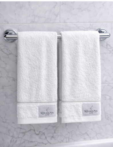 Towel Collection – Crisp White with Silver Embroidery
