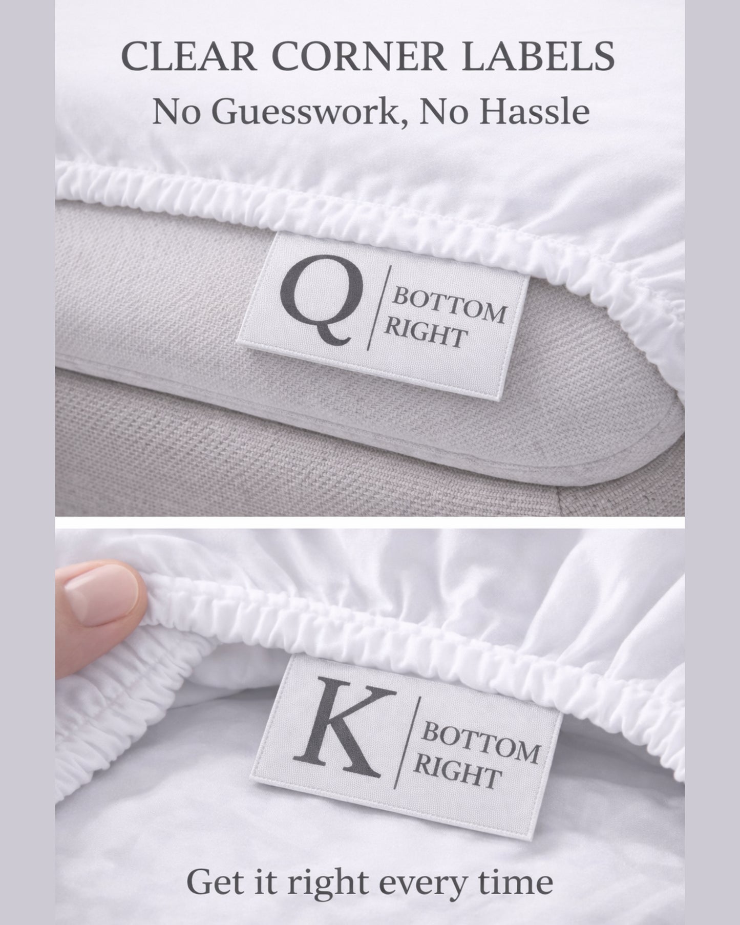 Seraluna Luxe 400 Thread Count 100% Cotton Bedding Set – Crisp White with White or Silver Bratta Stitch