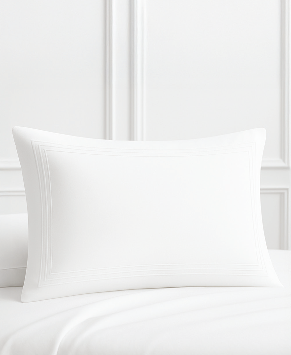 Seraluna Luxe 400 Thread Count 100% Cotton Bedding Set – Crisp White with White or Silver Bratta Stitch
