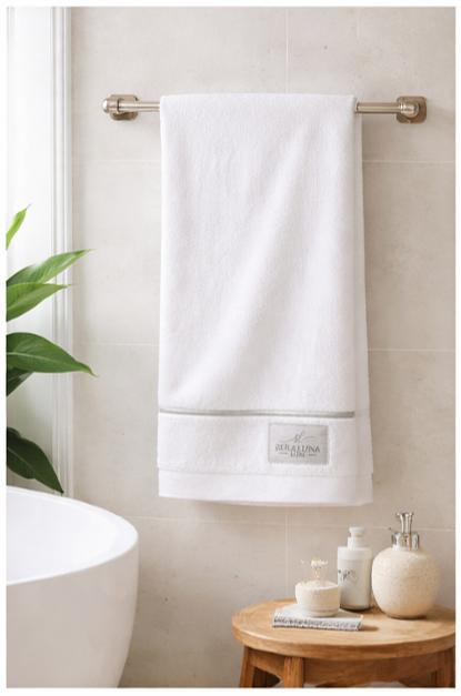Towel Collection – Crisp White with Silver Embroidery