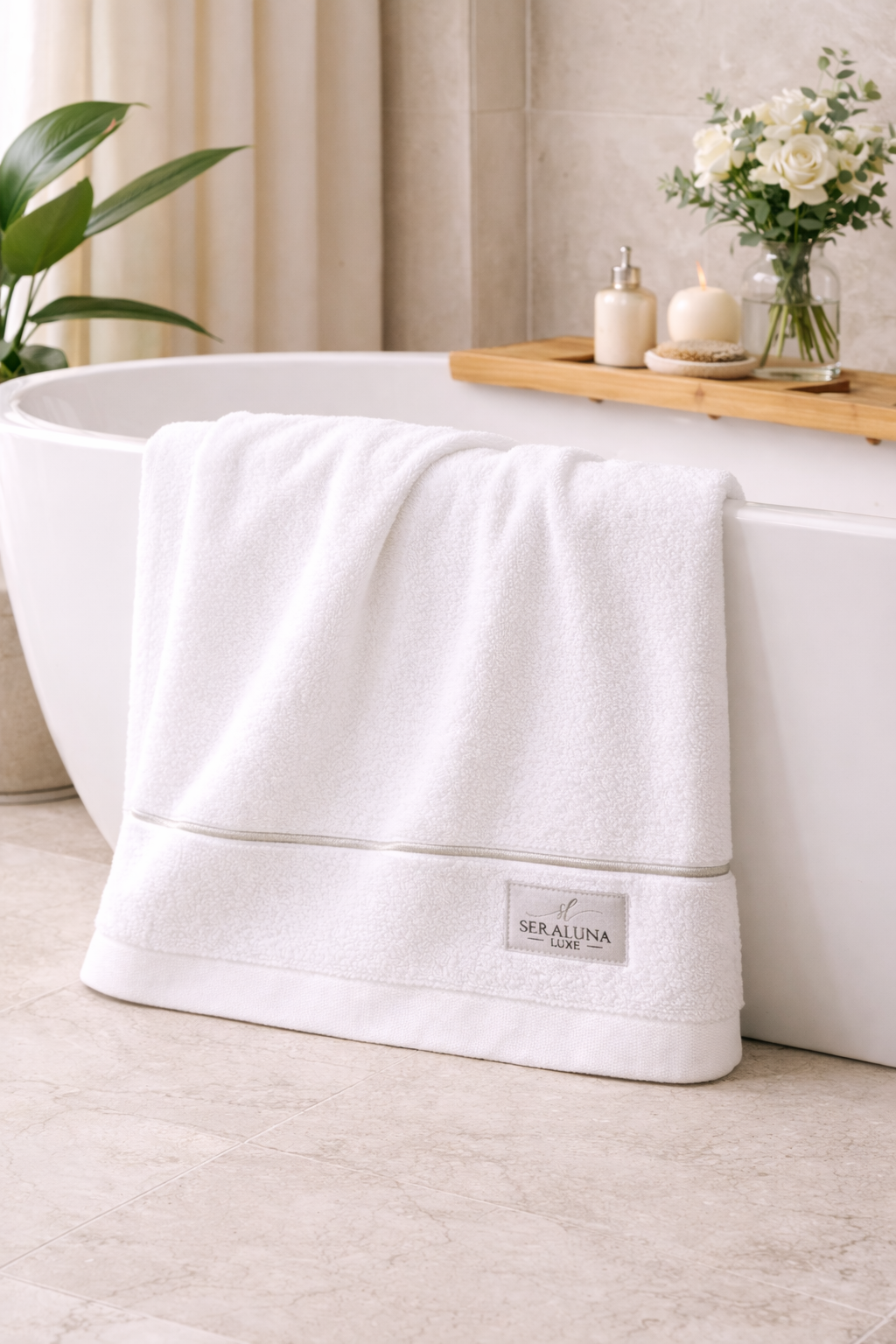 Towel Collection – Crisp White with Silver Embroidery